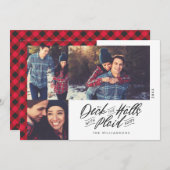 Dek de zalen | kerstfoto met rode buffels feestdagenkaart (Voorkant / Achterkant)