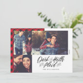 Dek de zalen | kerstfoto met rode buffels feestdagenkaart (Staand voorkant)