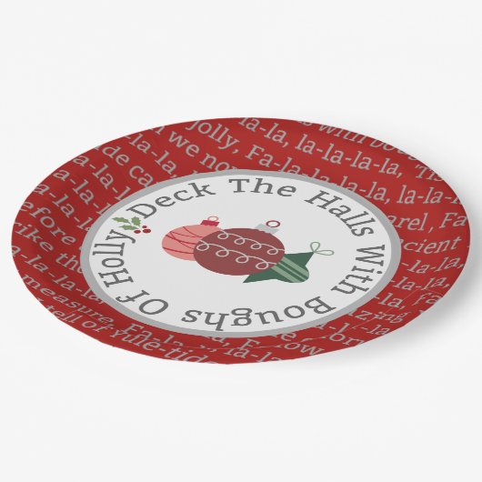 Dek de zalen kerstliedjes rood papieren bordje (Gekanteld)
