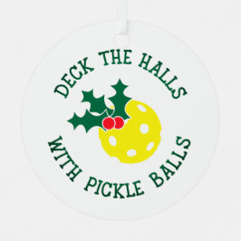Dek de zalen met pickle Balls met kersttasje Metalen Ornament