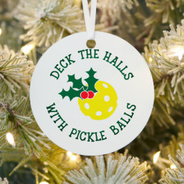 Dek de zalen met pickle Balls met kersttasje Metalen Ornament