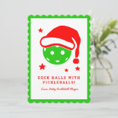 Dek de Zalen met Pickleballs Kerstmis Feestdagenkaart (Staand voorkant)