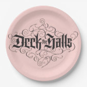 Dek de zalen van de moderne Kerstmis met zwart roz Papieren Bordje (Voorkant)