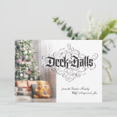 Dek de zalen van de moderne zwarte kerstbriefing feestdagenkaart (Staand voorkant)