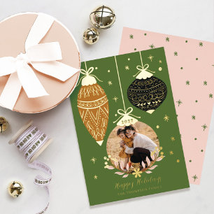 Dek de zalen van Elegant die foto's Ornamenten han Folie Feestdagenkaart