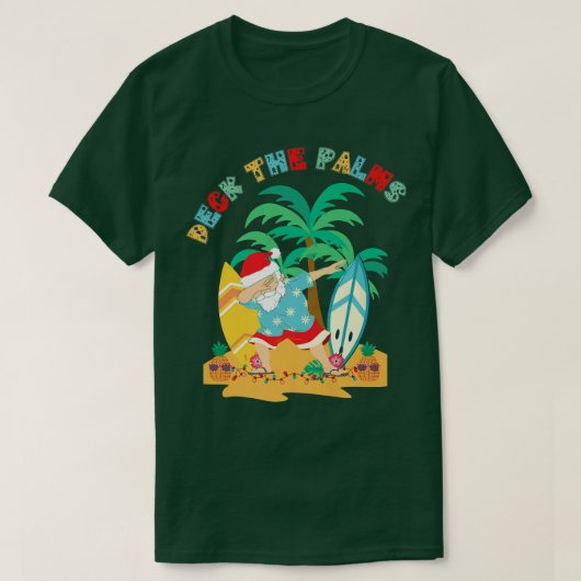 Dek het palmdabbing Santa Xmas tropische strand T-shirt (Design voorkant)