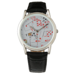 Dek van gekatterde speelkaarten horloge