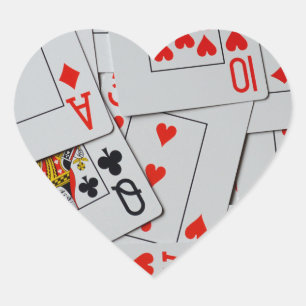 Dek van het patroon van de gekatterde speelkaartje hart sticker