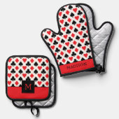 Dek van Kaarten Patroon 2 Ovenwant & Pannenlap Set (Voorkant / Achterkant)