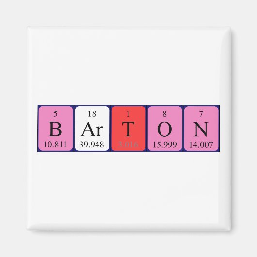 Dekbare barton periodiek table name magnet (Voorkant)