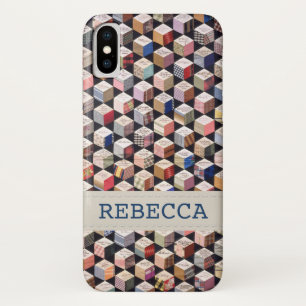 dekbed   Antiek tuimelblokken patchwork iPhone X Hoesje