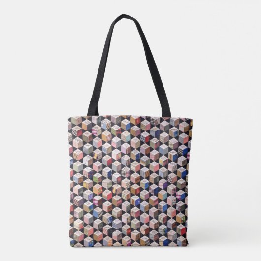 dekbed | Tumbling Blocks Antiek Patchwork-Look Tote Bag (Achterkant)
