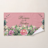 Dekdoek 3pc instellen. Peonies uit de tuinkeuken.  Bad Handdoek (Handdoek)