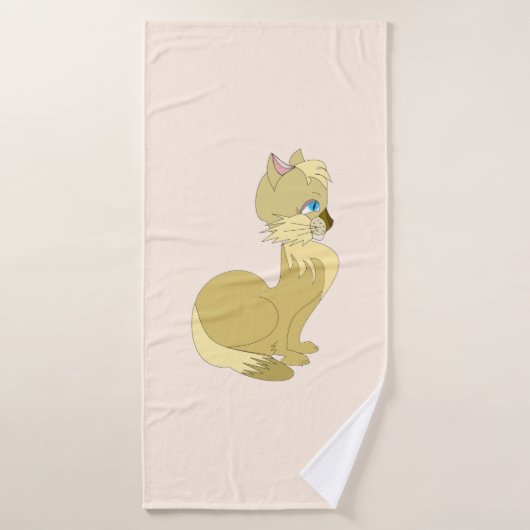Dekdoek met gele kat badhanddoek (Badhanddoek)