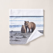 Dekdoekset met grizzly beer en kubus bad handdoek (Wasdoekje)