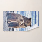 Dekdoekset met grizzly beer en kubus bad handdoek (Handdoek)