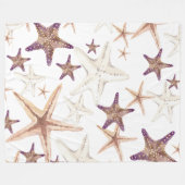 Deken Beige Cream Paarse Zeesterren Zeeschelp Ocea (Voorkant (Horizontaal))
