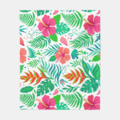Deken - Levendig Tropisch Hibiscus en Monstera P (Voorkant)