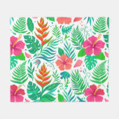 Deken - Levendig Tropisch Hibiscus en Monstera P (Voorkant (Horizontaal))