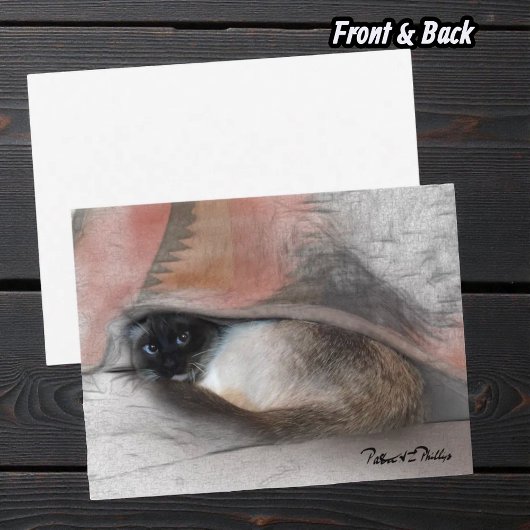Deken met afbeelding van een lief Siamese katje Briefkaart
