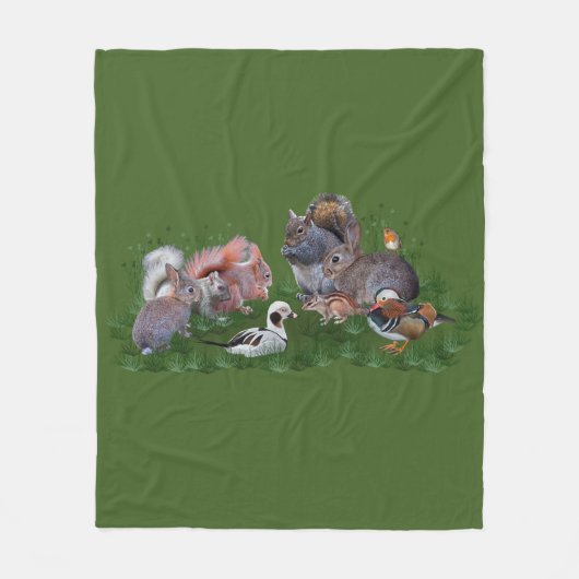 Deken met bosdieren van fleece (Voorkant)