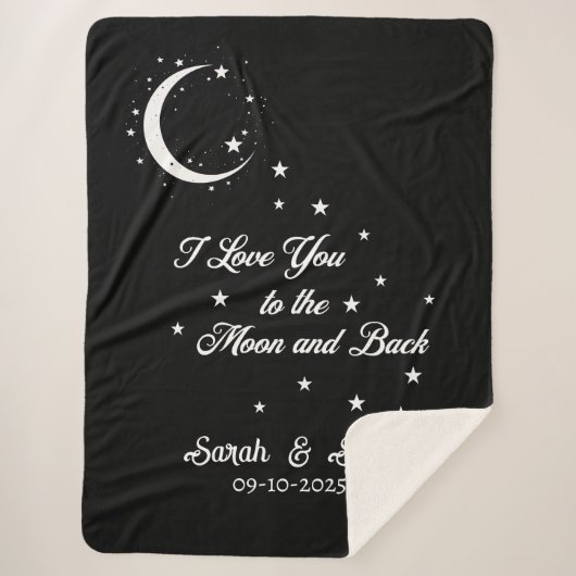 Deken met eigen naam en datum als huwelijkscadeau, (Voorkant)