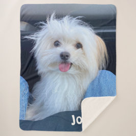 Deken met foto van hond en naam van huisdier 