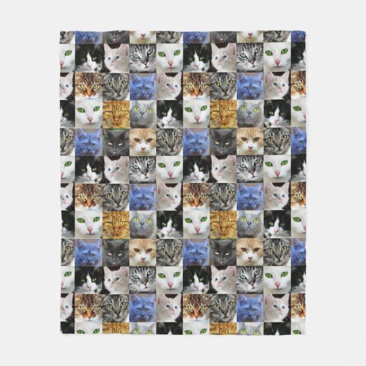 Deken met kattengezichten collage (Voorkant)