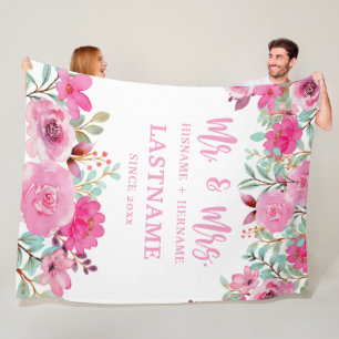 Deken met naam en bloemen voor meneer en mevrouw