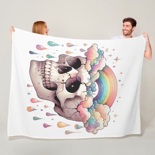 Deken met regenboogdroom fleece (In situ)