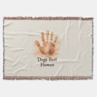 Deken met schilderachtige handafdruk en tekst 'Dog