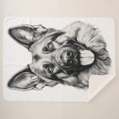Deken met tekening van Duitse herder Sherpa (Voorkant (horizontaal))
