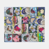 deken met vogels en bloemen (Voorkant (Horizontaal))