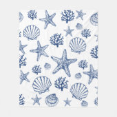 Deken Navy Blue Seashell Patroon (Voorkant)