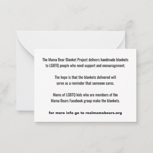 Deken project platte kaarten notitiekaartje (Achterkant)