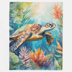 Deken Seaturtle Waterverf Tropical Coastal