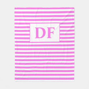 Dekens met eigen beginletters roze/witte strepen f