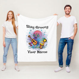 Dekens met eigen fleece | Retro Octopus Naam & Tek