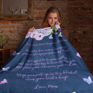 Dekensjaal voor dochter met eigen quote fleece deken
