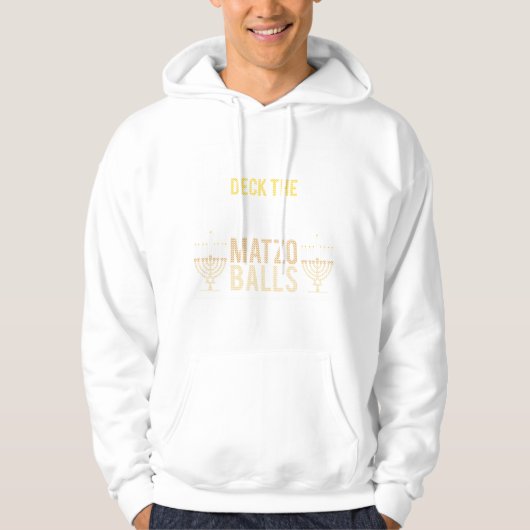Dekhallen met Matzo Balls Ugly Hanukkah Hoodie (Voorkant)
