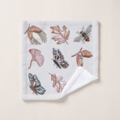 Dekhanddoek ingesteld met Natuur Print, koper Bad Handdoek (Wasdoekje)