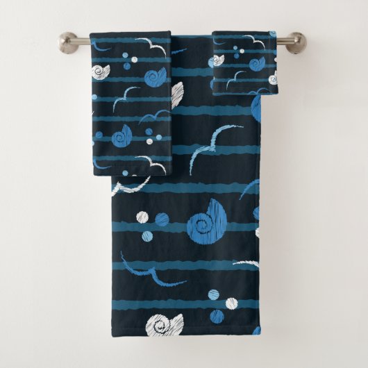 Dekhanddoekjes, schelpen, stippen zeeen bad handdoek (Insitu)