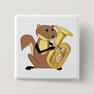 Dekhoorn De Tuba afspelen Vierkante Button 5,1 Cm