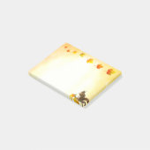 Dekhoorn en bladeren na de sluiting post-it® notes (Schuin)