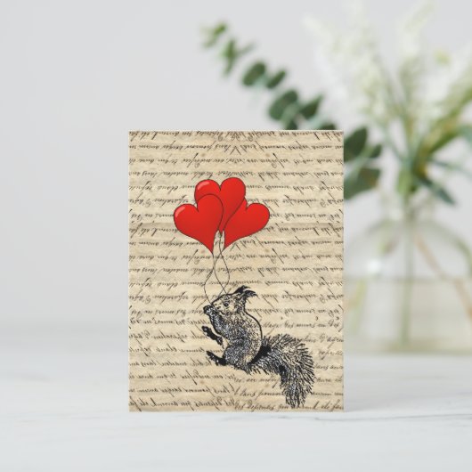 Dekhoorn en hartballonnen briefkaart (Staand voorkant)