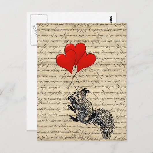 Dekhoorn en hartballonnen briefkaart (Voorkant / Achterkant)