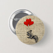 Dekhoorn en hartballonnen ronde button 5,7 cm (Voorkant /achterkant)