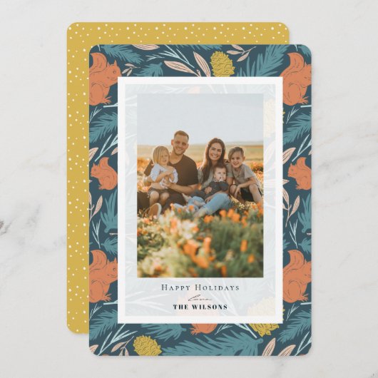 Dekhoorn en Pinecone kerstfeestdag - Fotokaart Kaart (Voorkant / Achterkant)