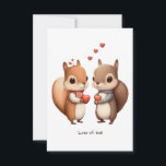 Dekhoorn Koppel vasthouden van een Kaart van de ha<br><div class="desc">Viel je liefde voor deze mooie en schattige eekhoorn. De illustratie toont twee eekhoorns, die je liefde symboliseren, en elkaar een Heart Acorn geven, die hun ontbindende genegenheid vertegenwoordigt. Deze kaart is perfect voor paren of voor iedereen die van alles schattig en griezelig houdt... en draagt zeker een glimlach op...</div>