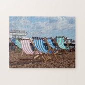 Dekkelstoelen op het strand in Brighton. Legpuzzel (Horizontaal)